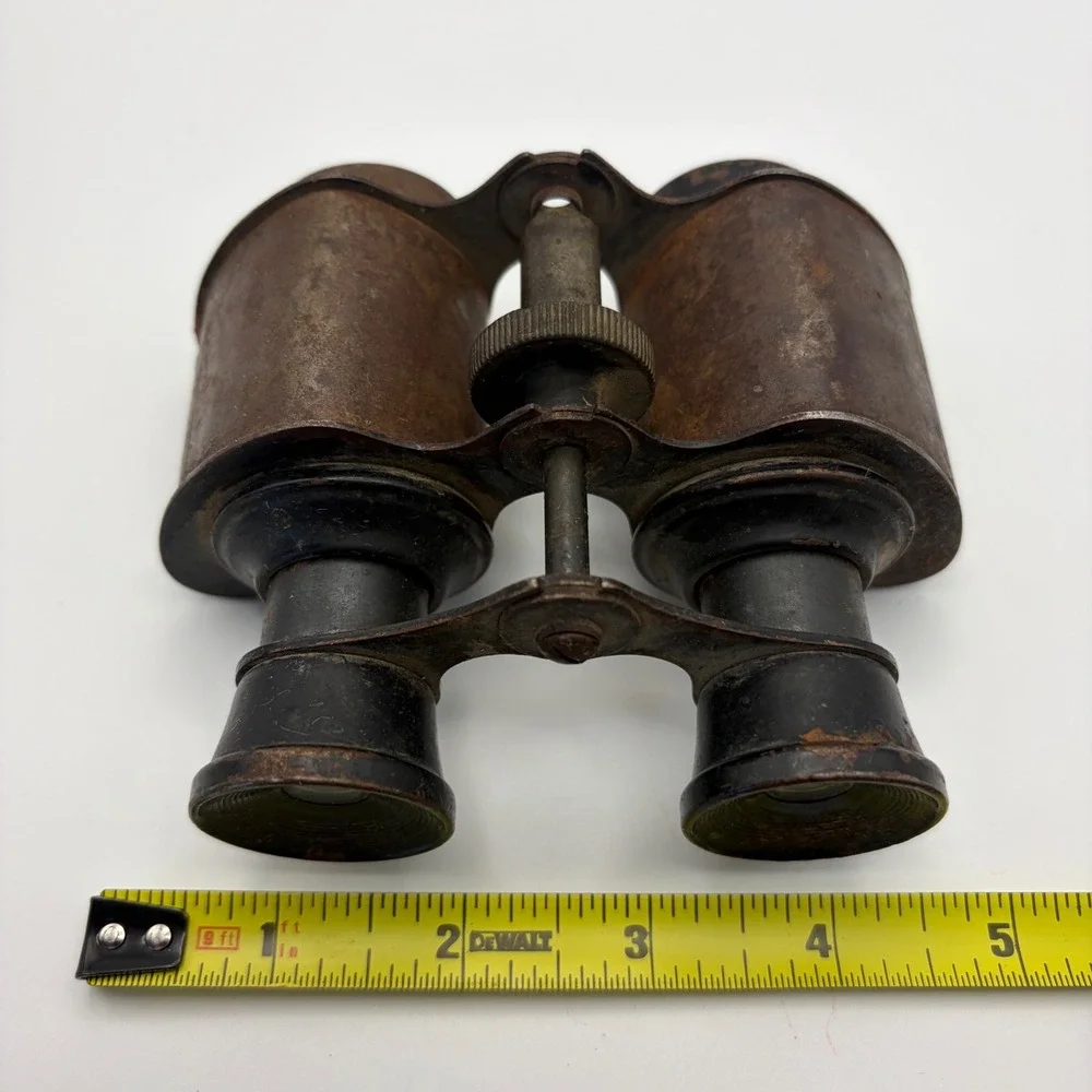 Vintage Antique Metal Binoculars Rusty Patina Steampunk Prop Decor 4.5x4in